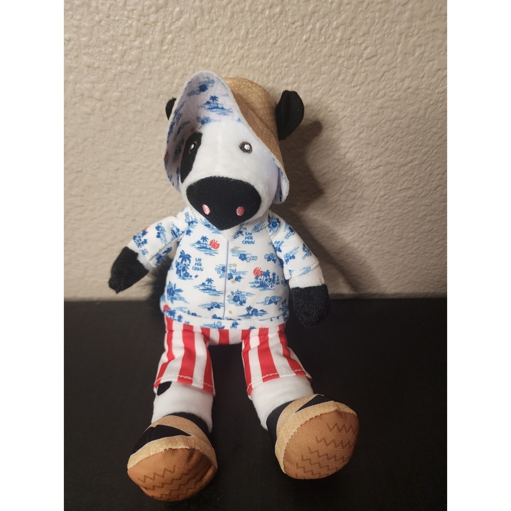 Chick-fil-A Eat Mor Chikin Plush Cow Tropical Hawaiian Shirt Beach Outfit 9 Inch